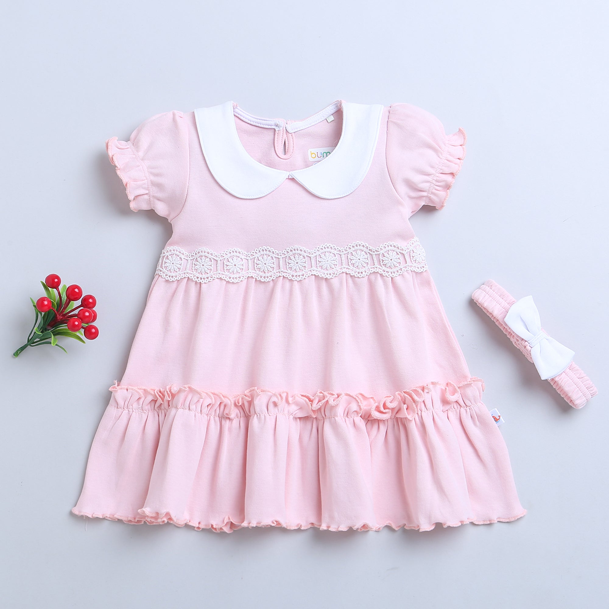 Girls 100% Cotton NA Frocks - Pink