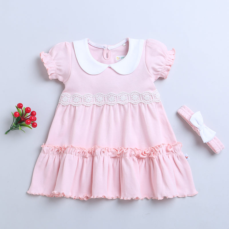 Girls 100% Cotton NA Frocks - Pink