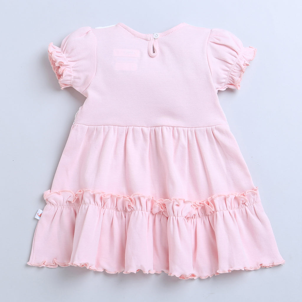 Bumzee Pink Frock, Half Sleeves, 100% Cotton
