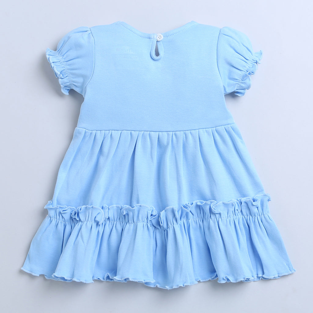Sky Blue Frock with Headband, Half Sleeves