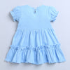 Sky Blue Girls Half Sleeves Cotton Frock With Headband
