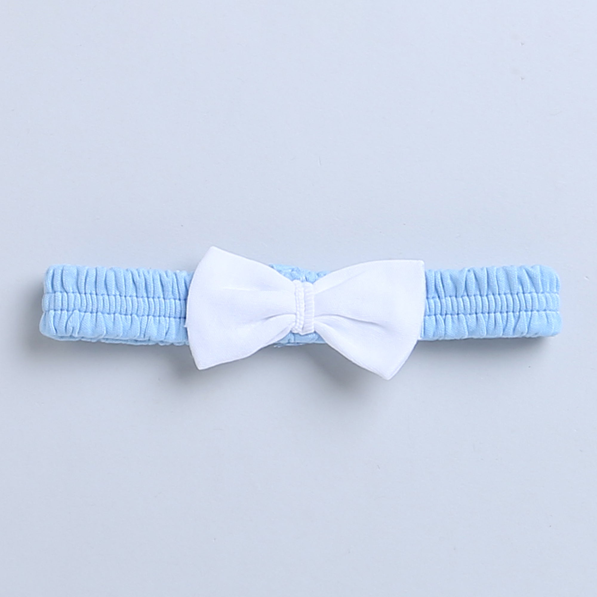 Sky Blue Girls Half Sleeves Cotton Frock With Headband