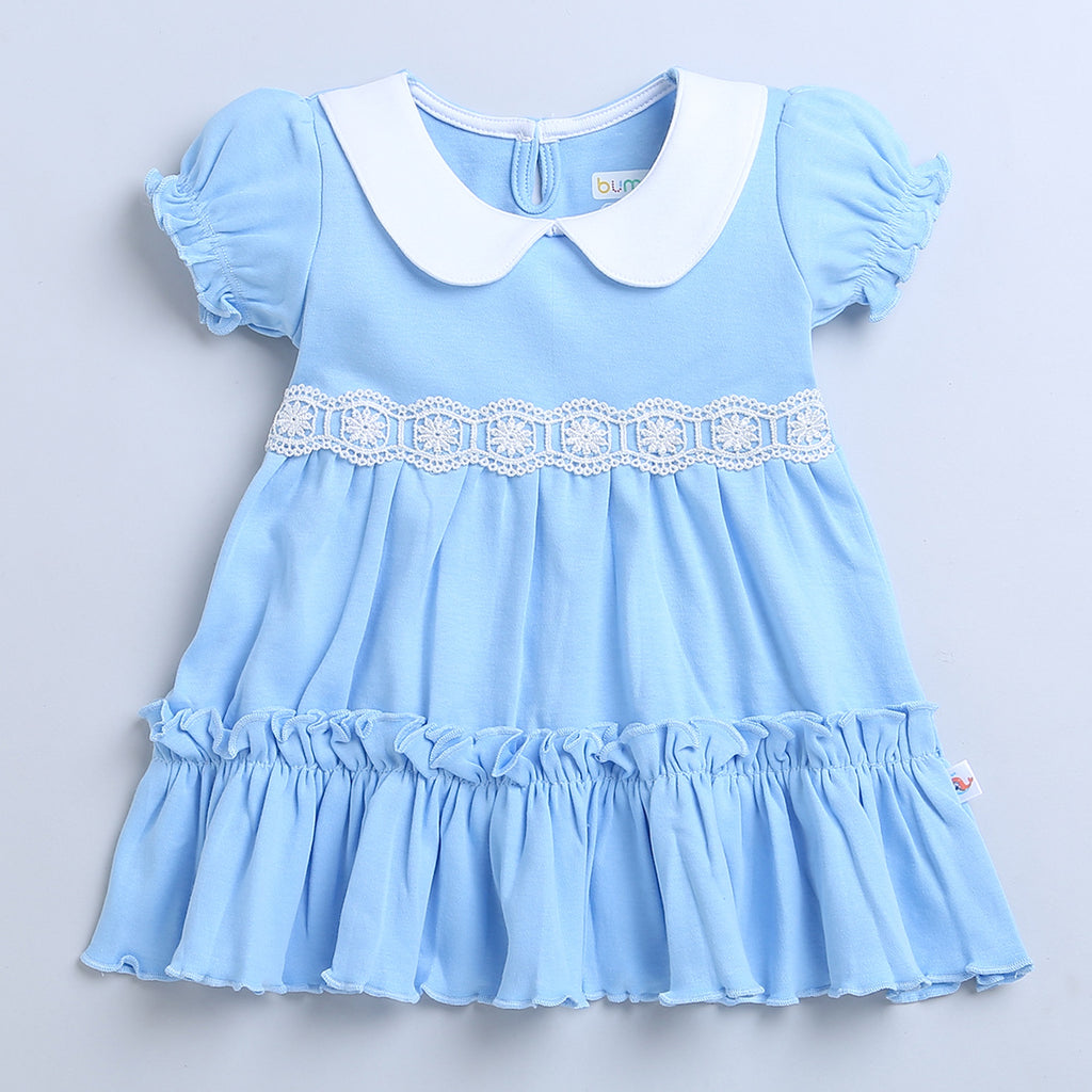 Sky Blue Frock with Headband, Half Sleeves