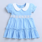 Sky Blue Frock with Headband, Half Sleeves