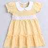 Yellow Girls Half Sleeves Cotton Frock With Headband