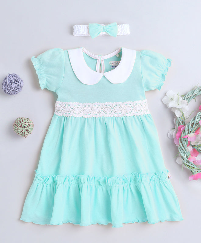 Girls 100% Cotton NA Frocks - Mint Green