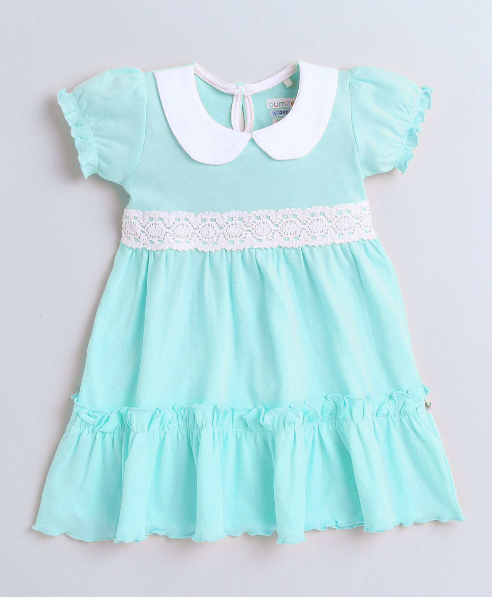 Girls 100% Cotton NA Frocks - Mint Green