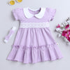 Lavender Girls Half Sleeves Cotton Frock With Headband