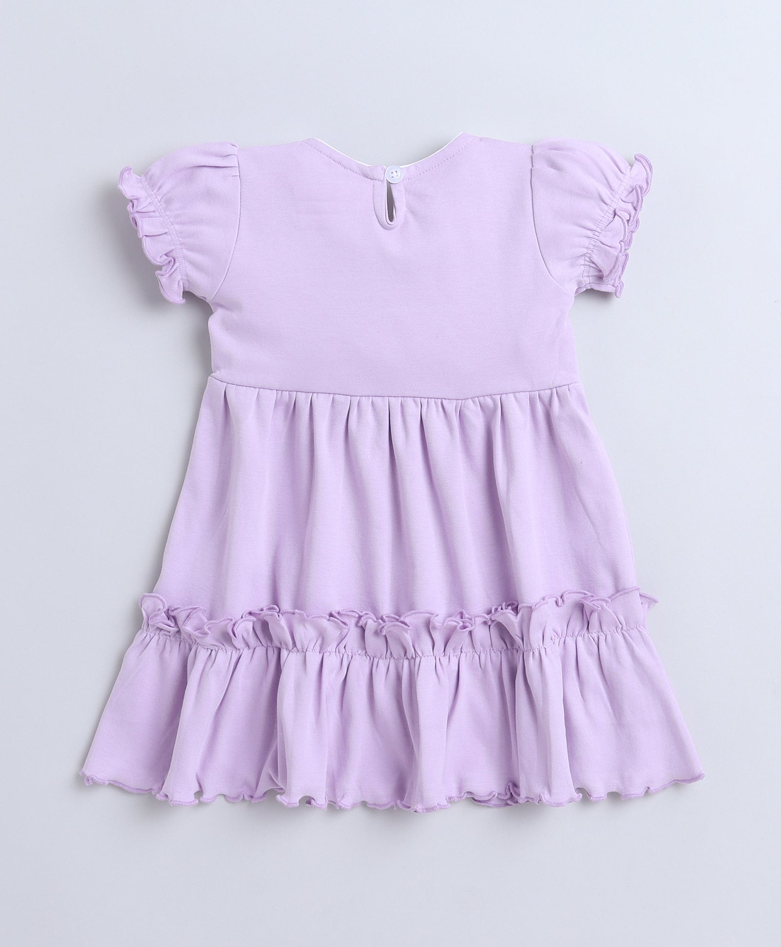 Lavender Girls Half Sleeves Cotton Frock With Headband
