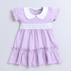 Lavender Girls Half Sleeves Cotton Frock With Headband