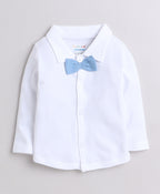 Bumzee Powder Blue & White Formal Set, Full Sleeves, 100% Cotton, with Waistcoat (Style Peb9069)
