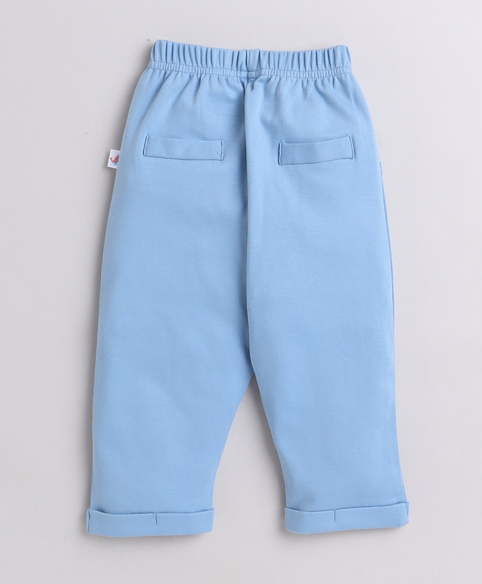 BUMZEE Powder Blue & White Boys Full Sleeves Shirt Waistcoat & Pant Set With Applique Bow