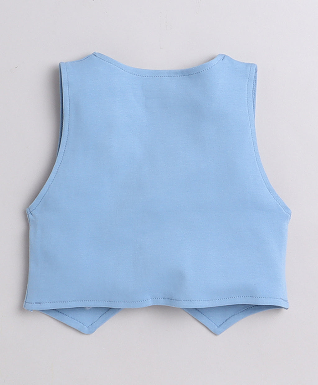 Bumzee Powder Blue & White Formal Set, Full Sleeves, 100% Cotton, with Waistcoat (Style Peb9069)
