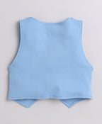 Bumzee Powder Blue & White Formal Set, Full Sleeves, 100% Cotton, with Waistcoat (Style Peb9069)
