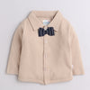 BUMZEE Beige & Navy Boys Full Sleeves Shirt Pant Set With Suspender & Cap