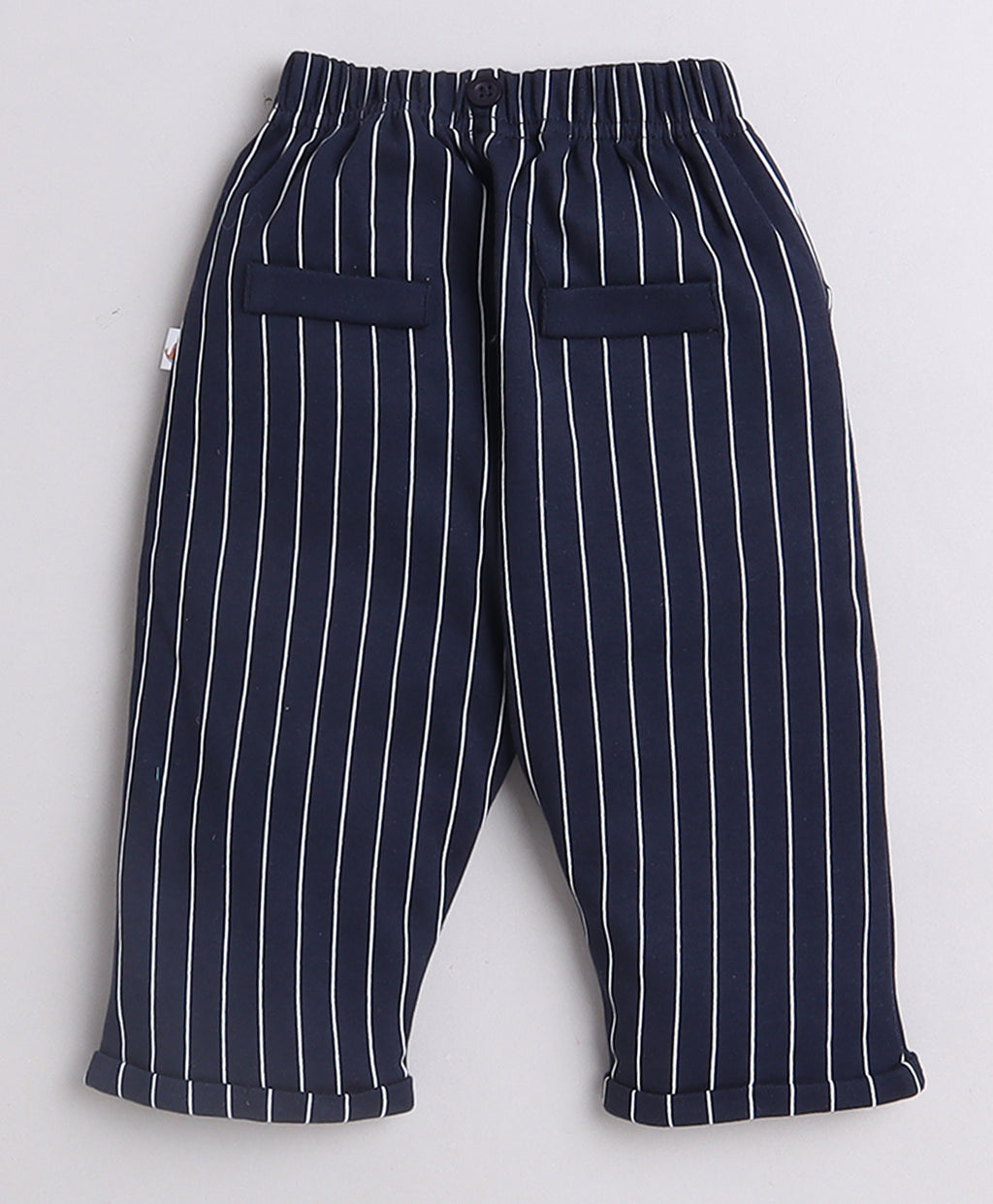 Bumzee Beige & Navy Striped Formal Set, Full Sleeves, 100% Cotton, with Suspender