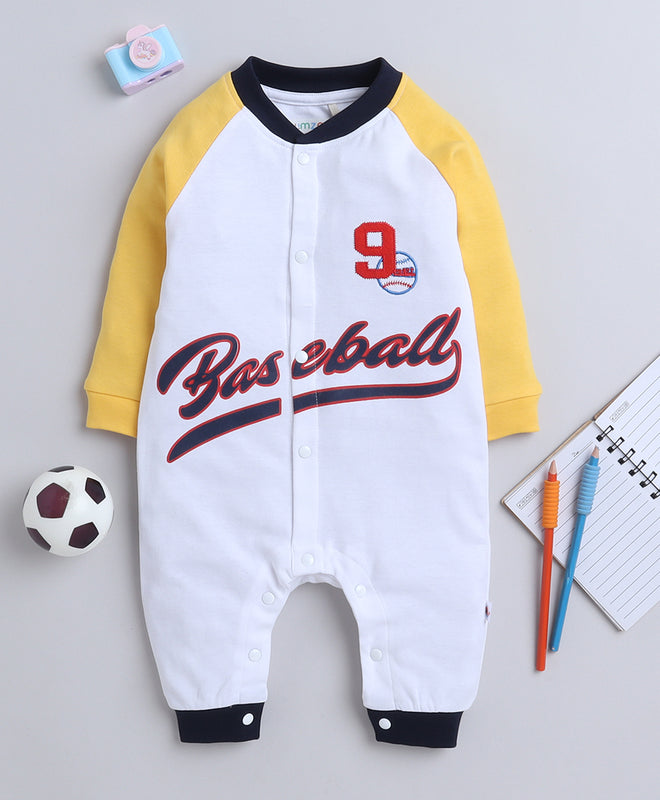 Boys 100% Cotton NA Sleepsuit - White & Yellow