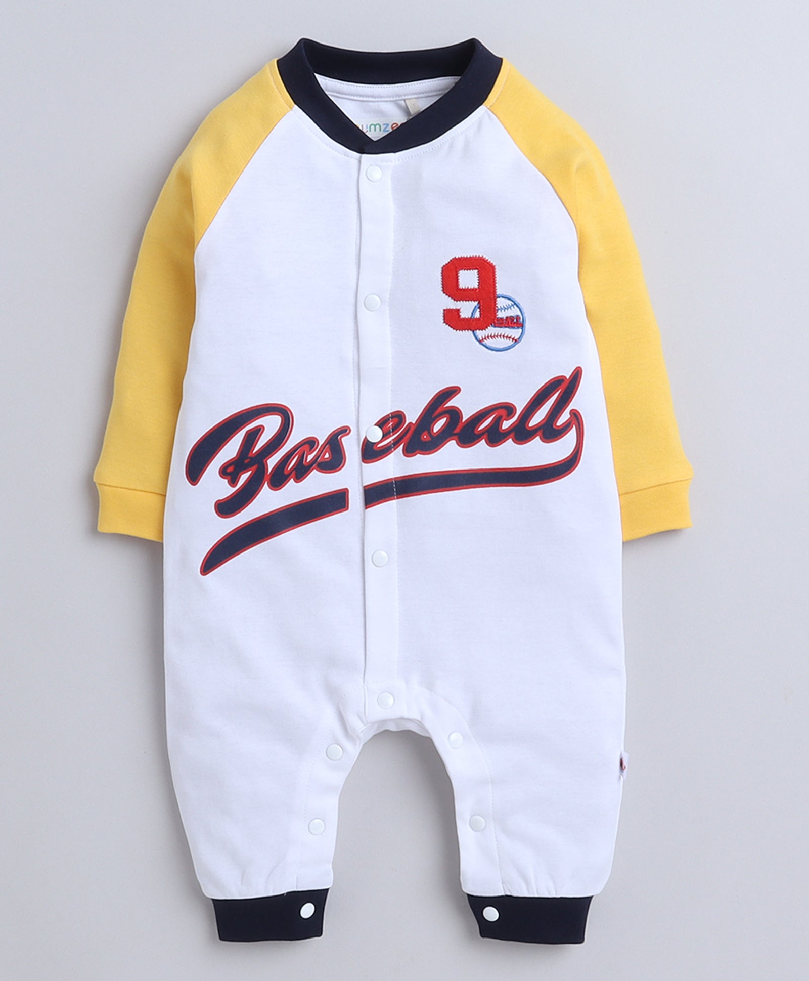 Boys 100% Cotton NA Sleepsuit - White & Yellow