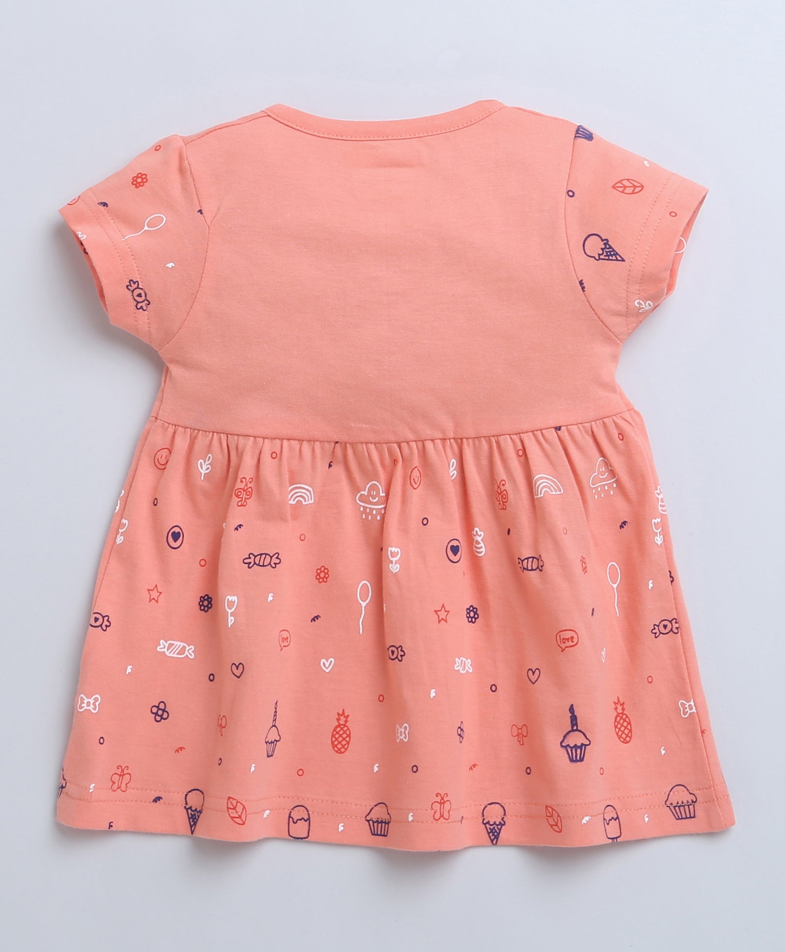 Coral Girls Half Sleeves Cotton Frock