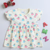Cream Girls Half Sleeves Cotton Frock