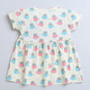 Cream Girls Half Sleeves Cotton Frock