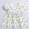 Cream Girls Half Sleeves Cotton Frock