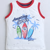 BUMZEE Red & White Boys Sleeveless T-Shirt & Short Set