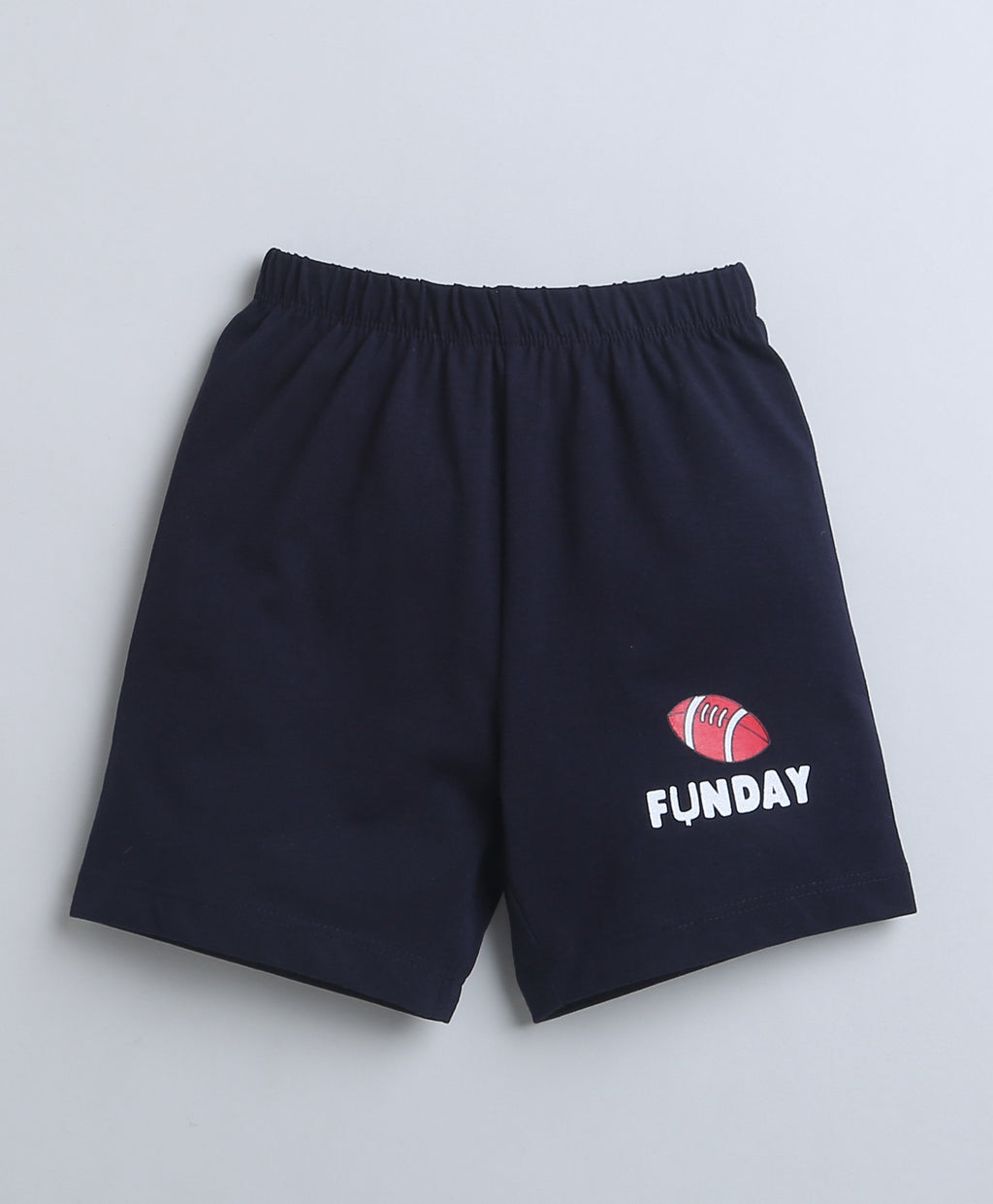 Bumzee Navy & Red Graphic Print T-Shirt & Short Set, Sleeveless, 100% Cotton