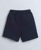 Bumzee Navy & Red Graphic Print T-Shirt & Short Set, Sleeveless, 100% Cotton