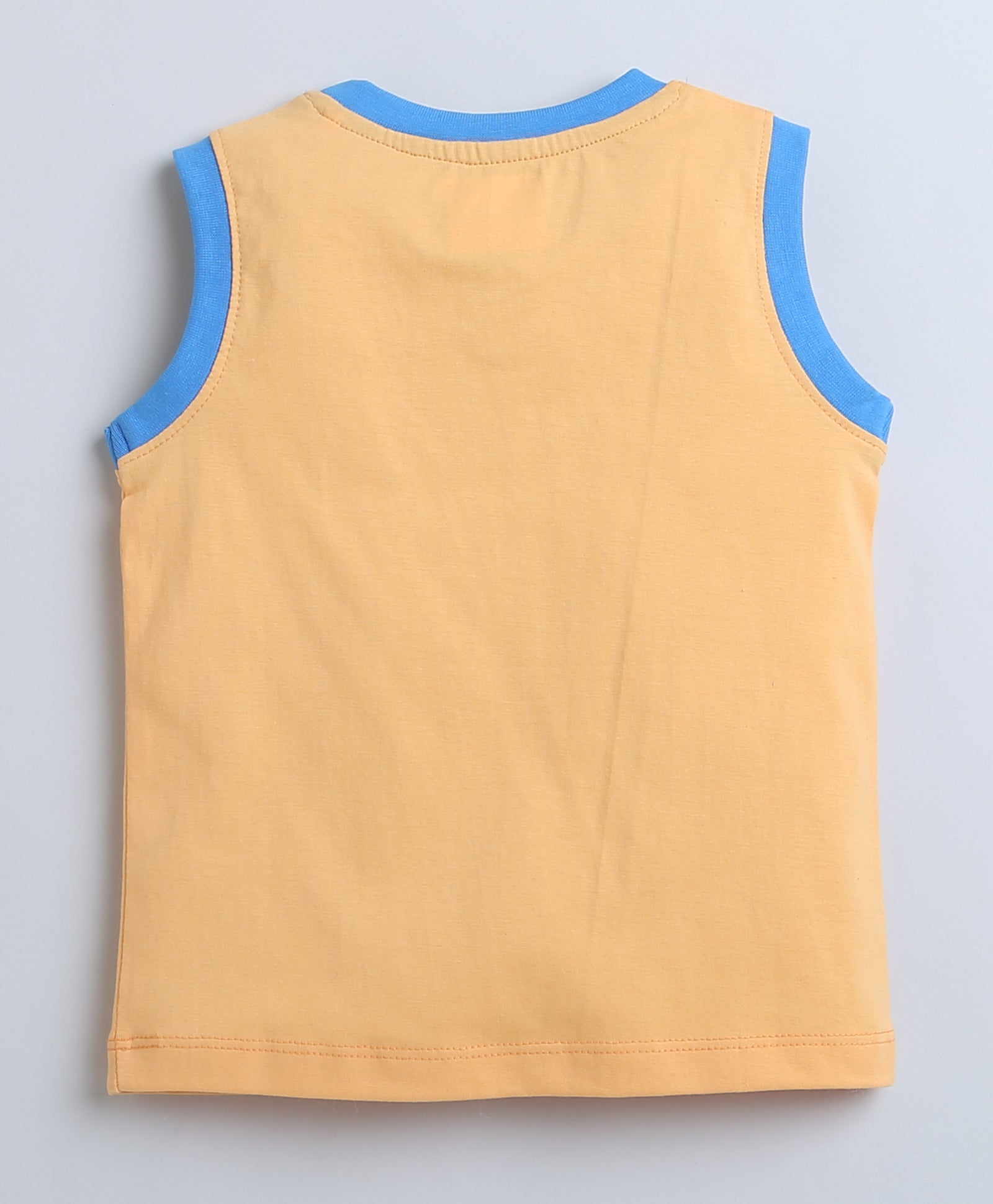 BUMZEE Blue & Orange Boys Sleeveless T-Shirt & Short Set
