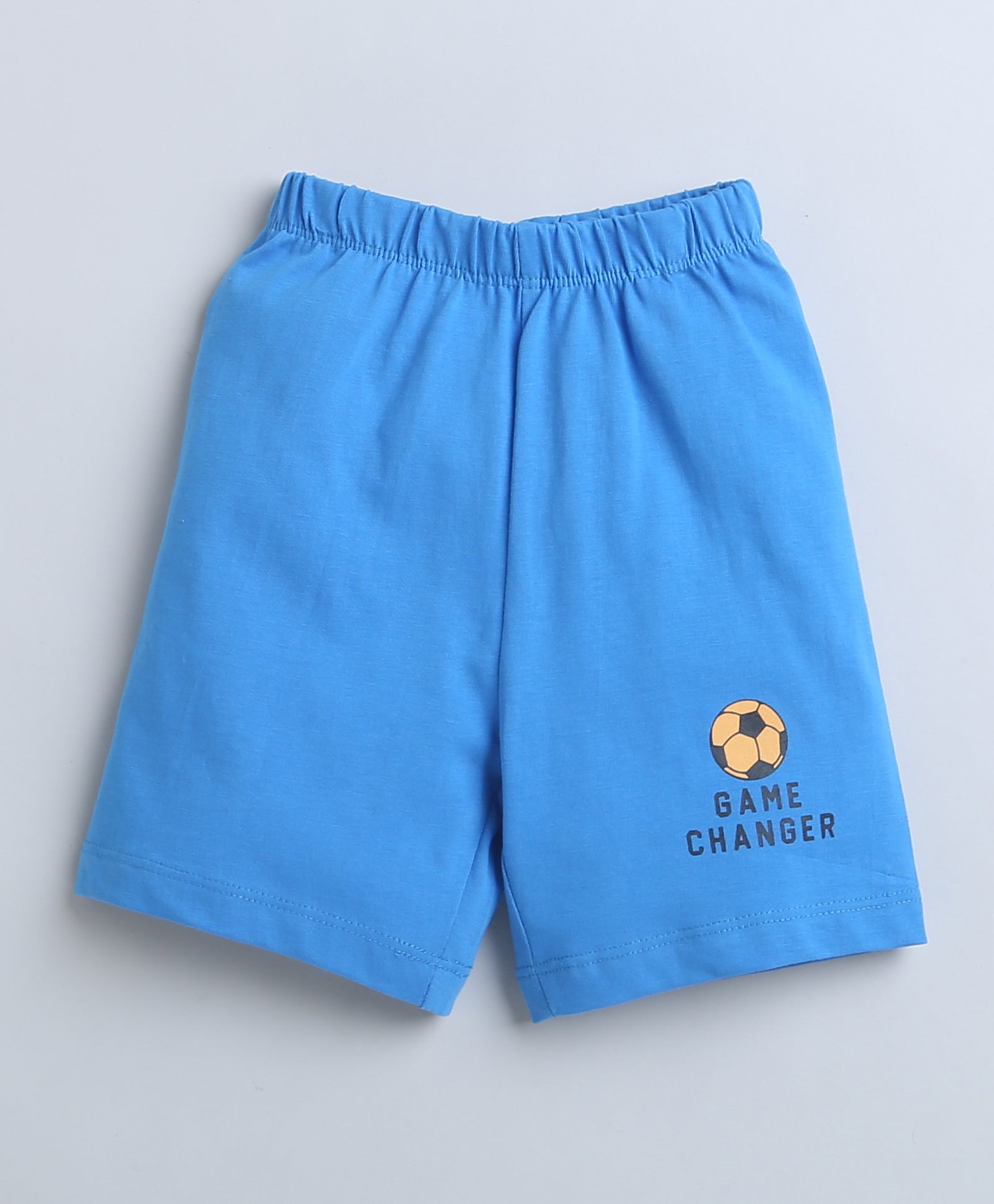 BUMZEE Blue & Orange Boys Sleeveless T-Shirt & Short Set