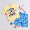 BUMZEE Blue & Yellow Boys Half Sleeves T-Shirt & Short Set