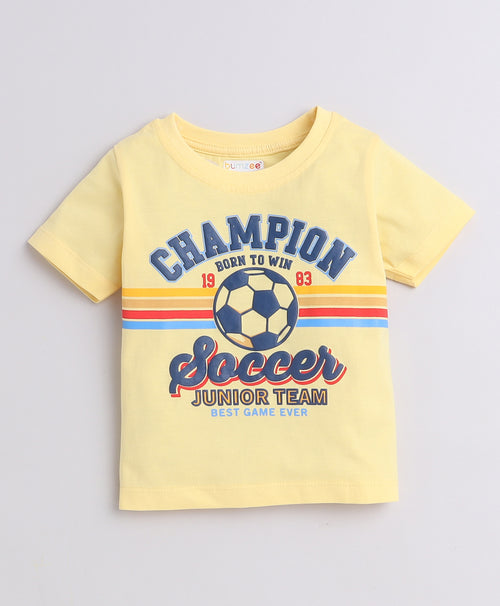 BUMZEE Blue & Yellow Boys Half Sleeves T-Shirt & Short Set