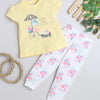 Girls 100% Cotton NA T-Shirt & Pyjama Set - White & Yellow