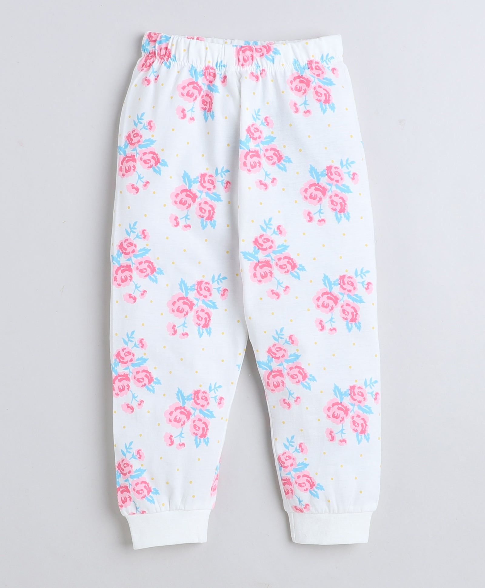 Girls 100% Cotton NA T-Shirt & Pyjama Set - White & Yellow