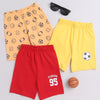 BUMZEE Red & Yellow Boys Shorts Pack Of 3