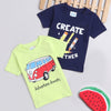 BUMZEE Green & Navy Boys Half Sleeves T-Shirts Pack Of 2