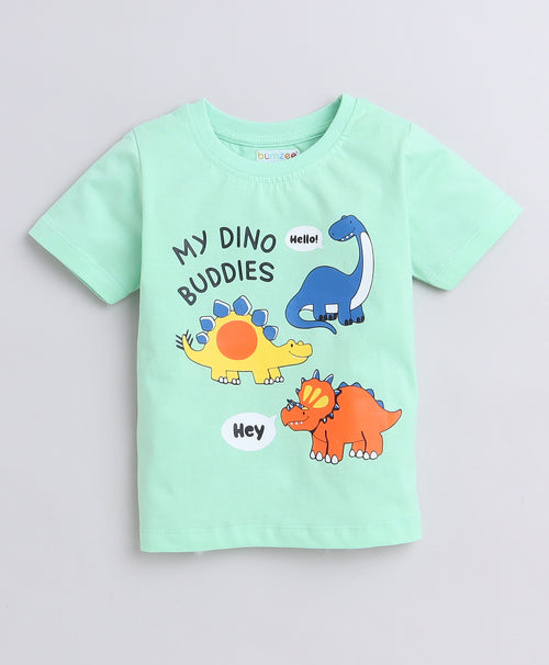 Boys 100% Cotton Animal T-Shirt for Kids - Green & Navy