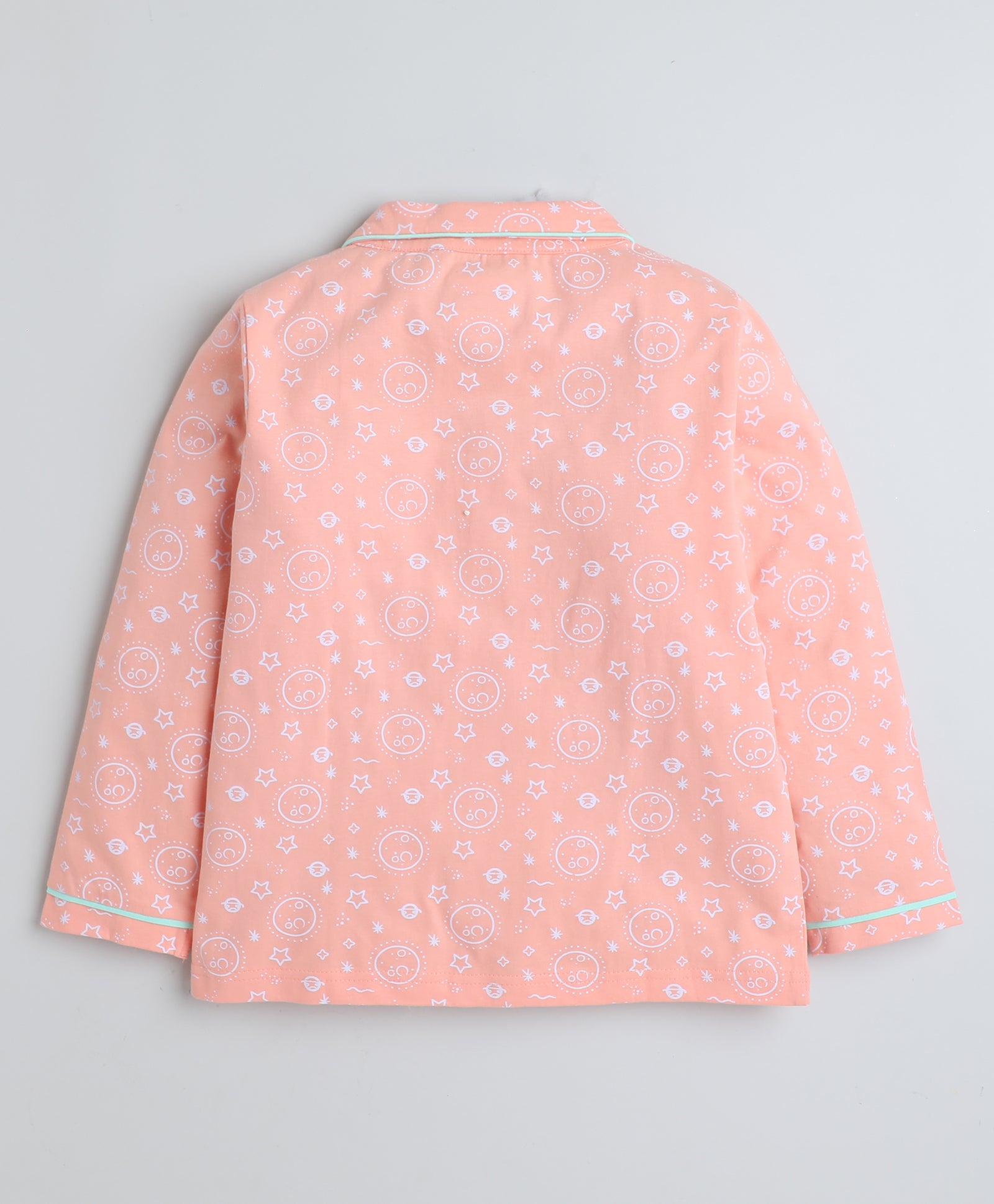Girls 100% Cotton NA Nightsuit - Peach