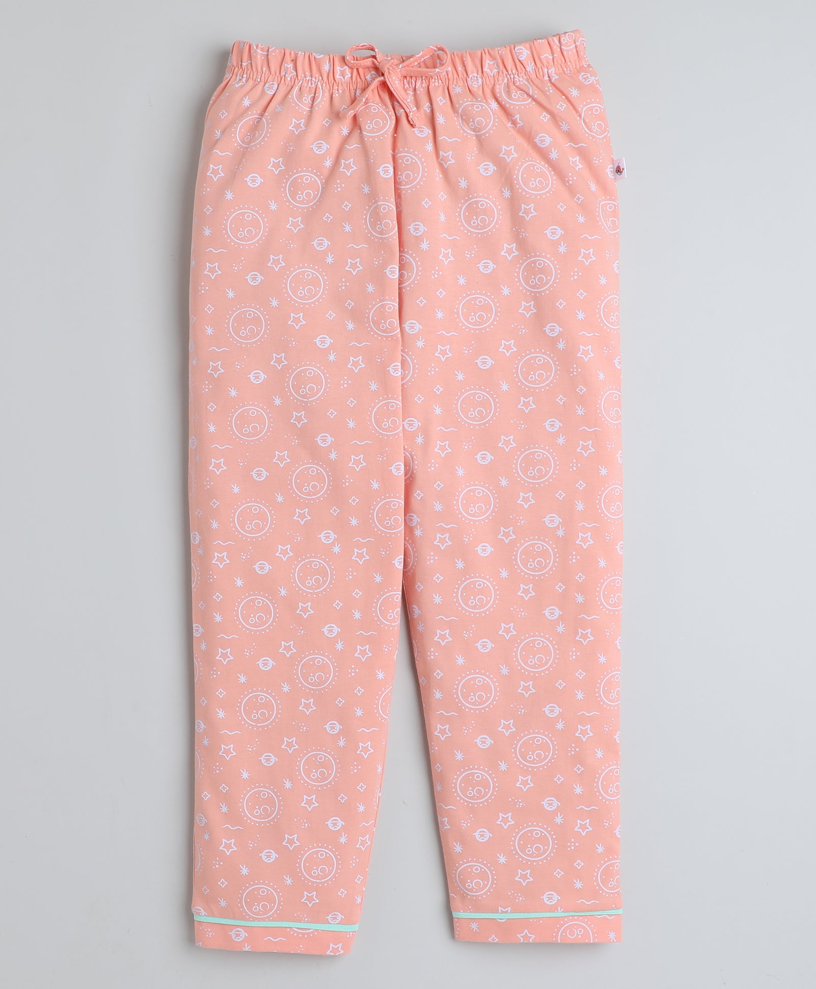 Girls 100% Cotton NA Nightsuit - Peach