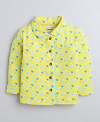 Bumzee Yellow Graphic Print Nightsuit, Full Sleeves, 100% Cotton