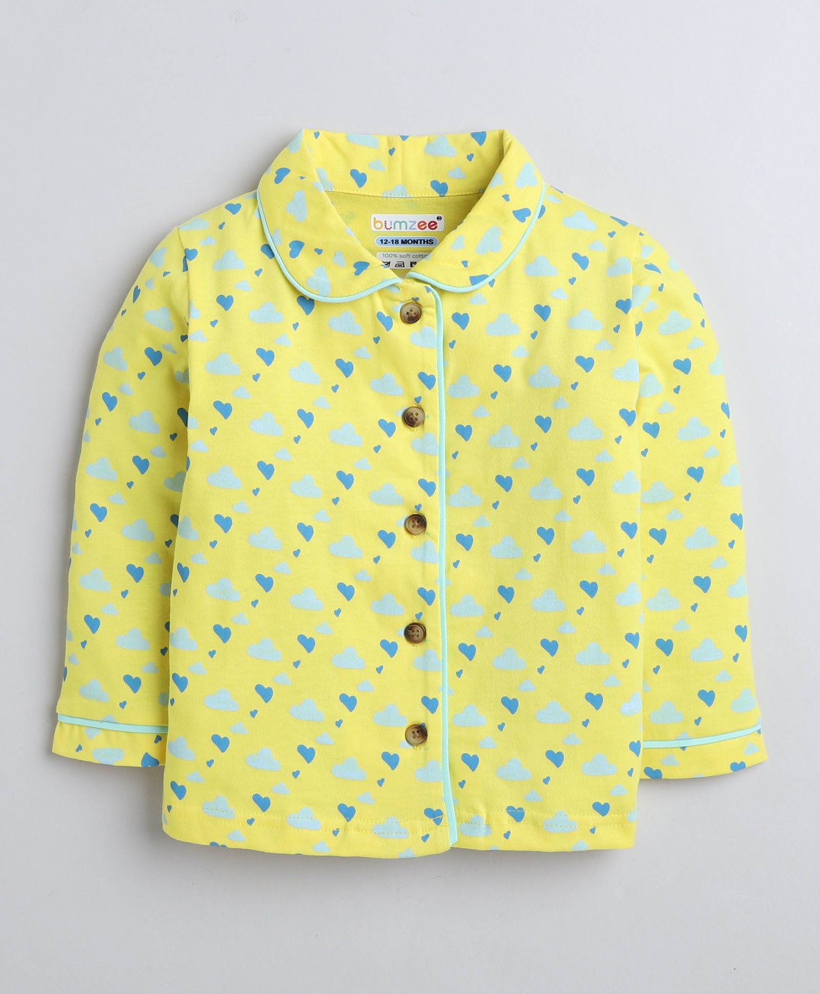 Girls 100% Cotton NA Nightsuit - Yellow