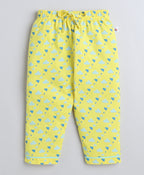 Bumzee Yellow Graphic Print Nightsuit, Full Sleeves, 100% Cotton