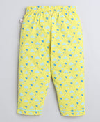 Bumzee Yellow Graphic Print Nightsuit, Full Sleeves, 100% Cotton