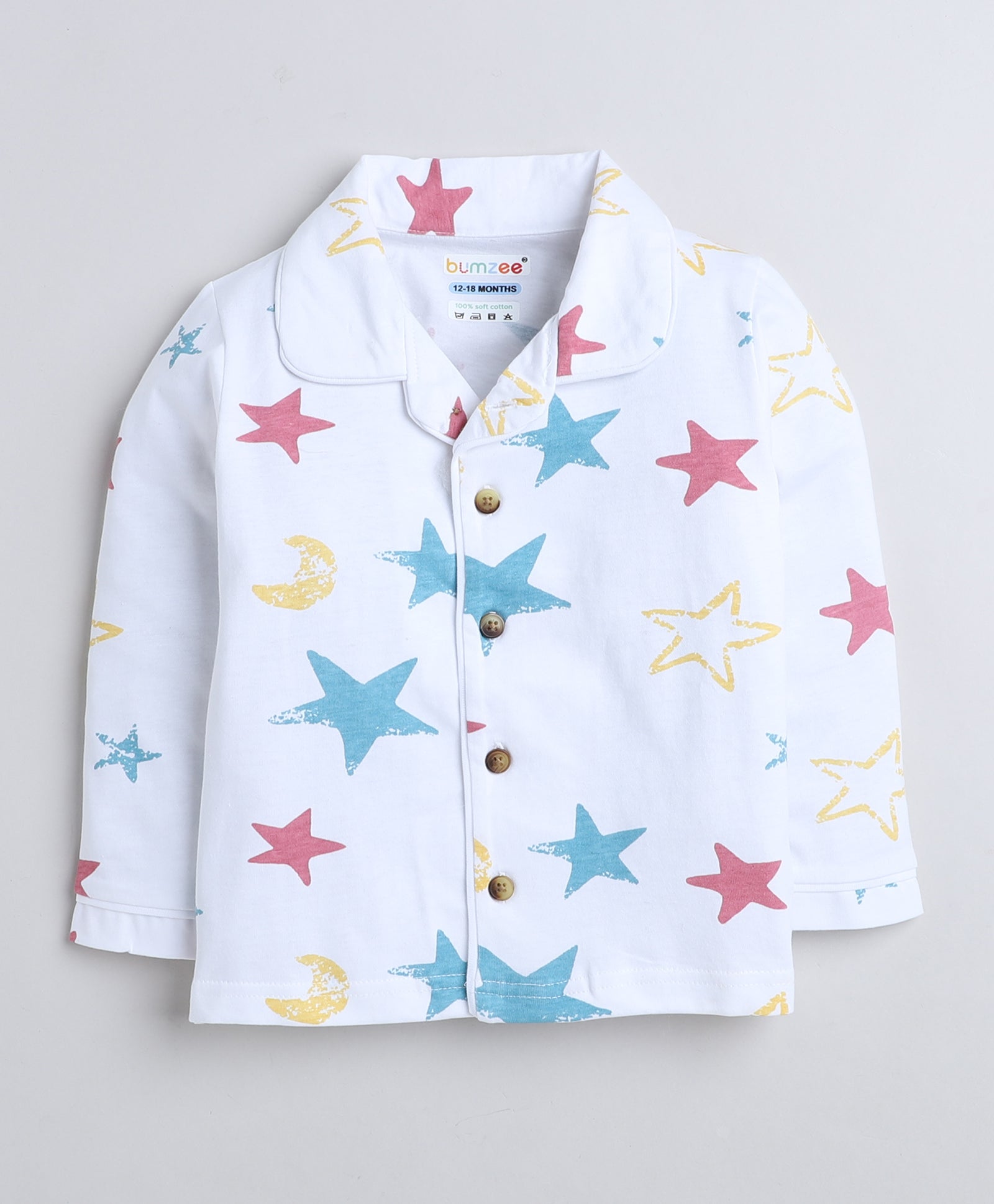 Boys 100% Cotton NA Nightsuit - White