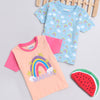 BUMZEE Powder Blue & Peach Girls Half Sleeves T-Shirts Pack Of 2