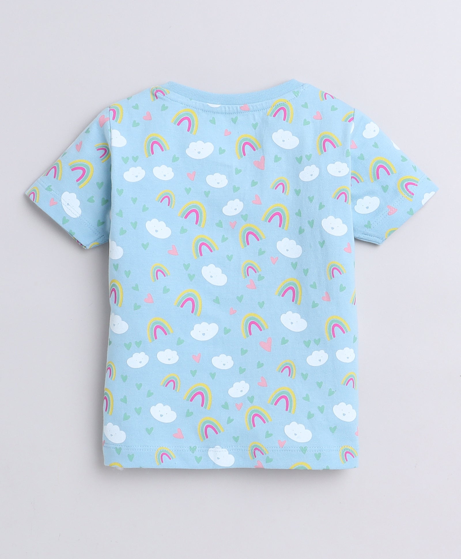 BUMZEE Powder Blue & Peach Girls Half Sleeves T-Shirts Pack Of 2