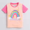 BUMZEE Powder Blue & Peach Girls Half Sleeves T-Shirts Pack Of 2