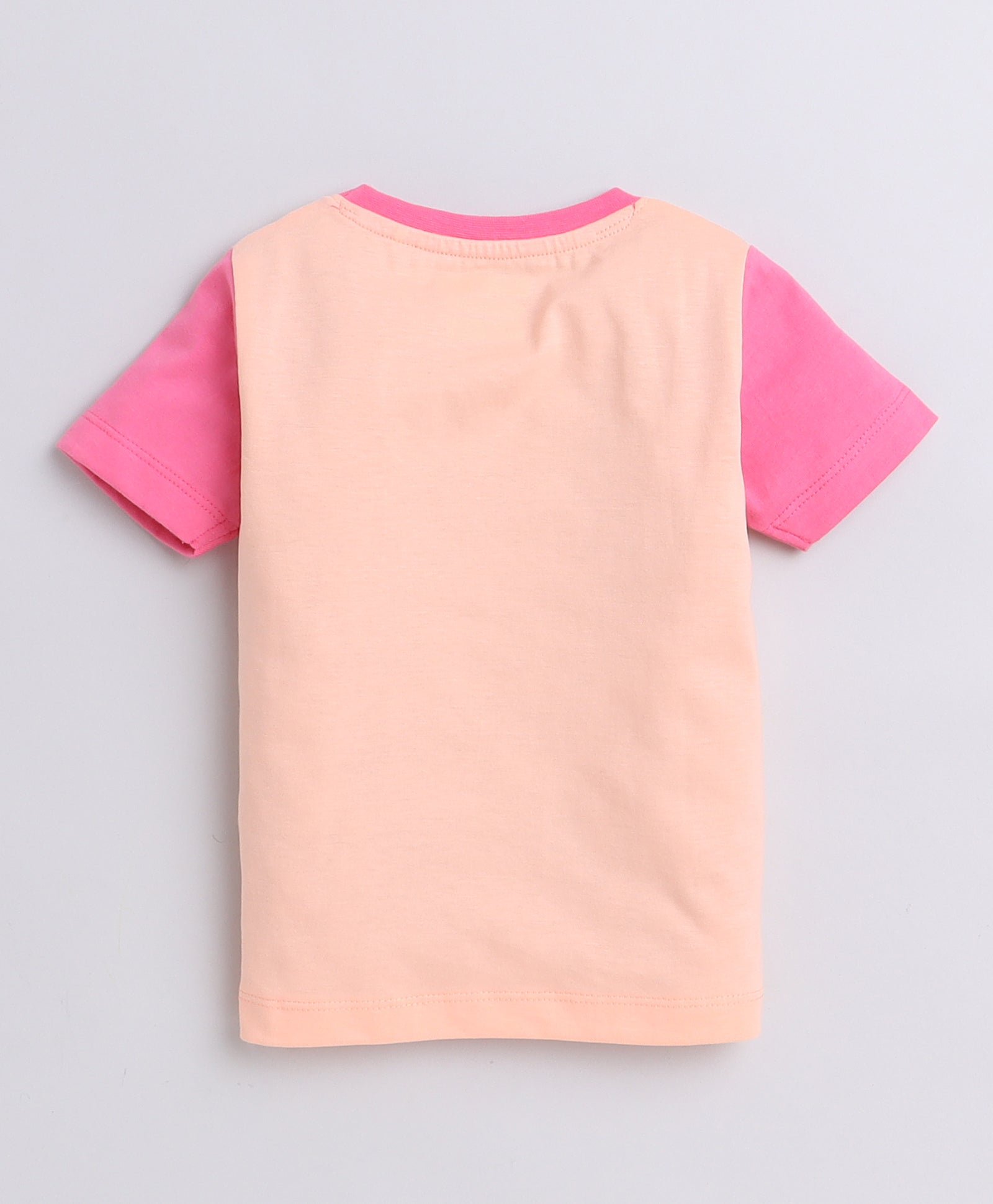 BUMZEE Powder Blue & Peach Girls Half Sleeves T-Shirts Pack Of 2