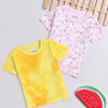BUMZEE Pink & Yellow Girls Half Sleeves T-Shirts Pack Of 2